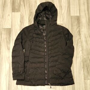 32 Degrees Women's Black Hooded Lightweight Puffer Jacket